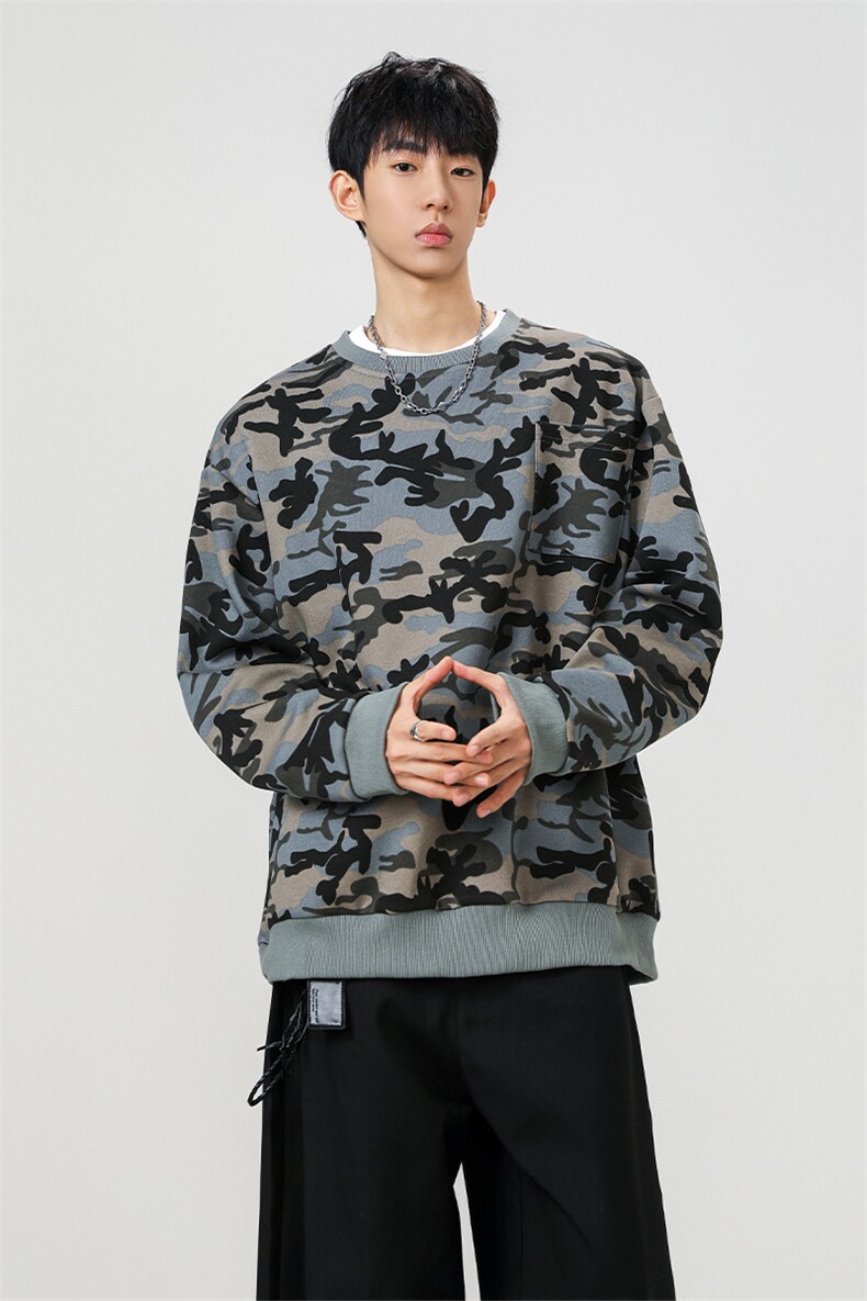WY10177-特P38美式复古迷彩卫衣内搭男女宽松休闲百搭高级感上衣,男装卫衣,电商A059