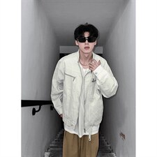 26春装高品质老钱风立领夹克外套男女美式潮牌拉链工装风宽松上衣，男装夹克，电商A486