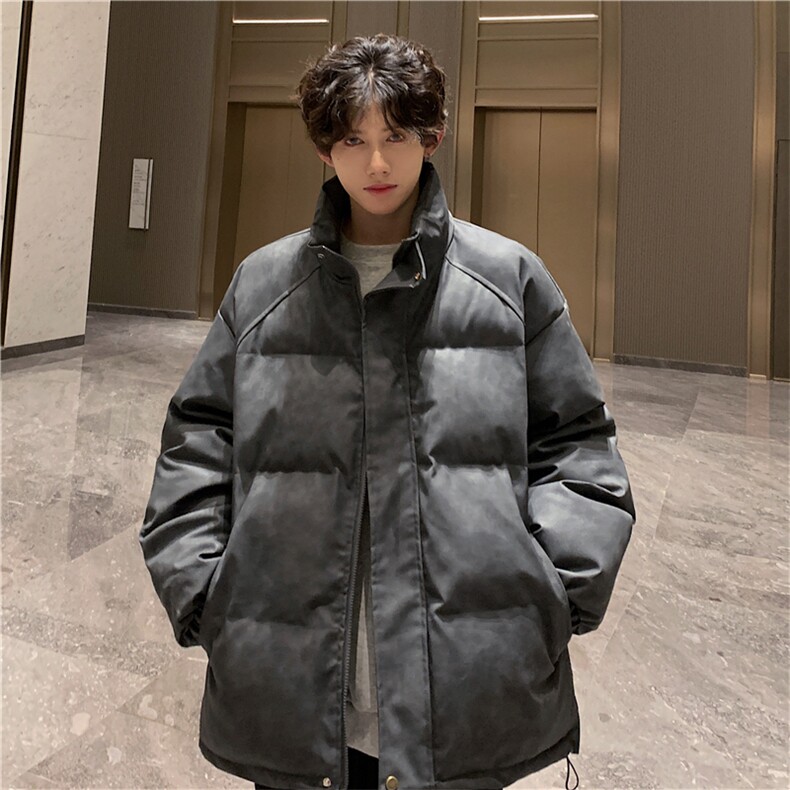 现货）档口图美拉德复古皮棉衣纯色立领加厚棉袄棉服7383-特P90,男装棉衣,星座1213