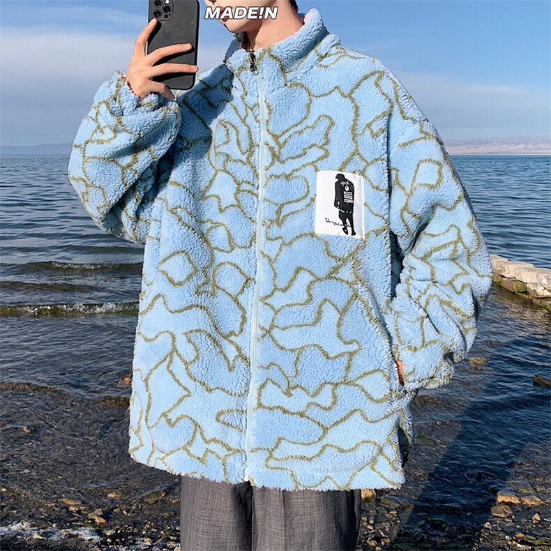 两面穿立领外套男春装宽松加厚棉服休闲羊羔毛棉衣YG01-P95限128,男装夹克,电商B370