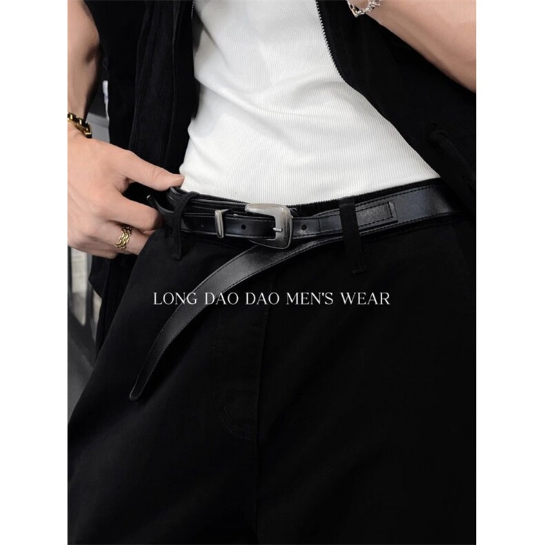 龙叨叨小众腰带高级感金属喷砂复古做旧百搭皮带男女PD01P35特，腰带/腰封，电商D256A(原A064A)