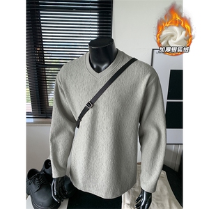 冬季新款银狐绒男450g重磅肌理感长袖T恤T24509J加绒-特P33控65图片