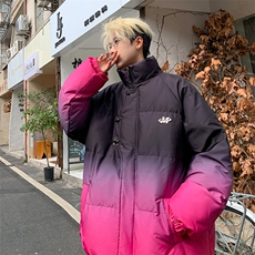 XZ230-1MY58冬港风宽松简约扎染渐变休闲立领机车面包服P128控158，男装棉衣，星座230-1