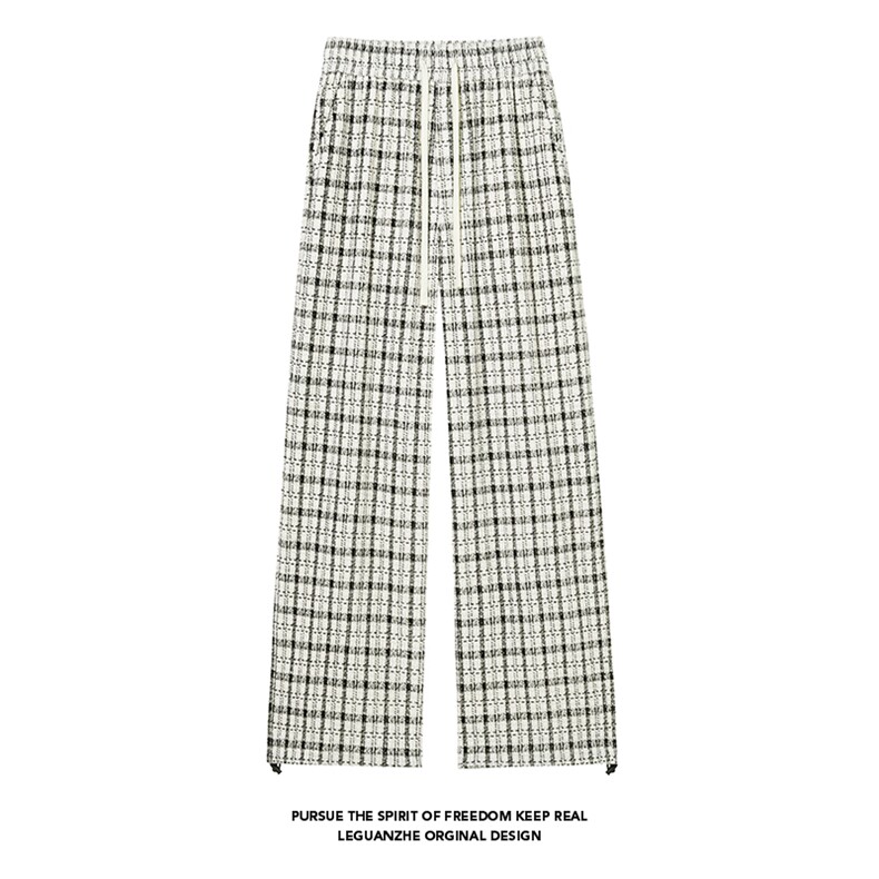 2025秋季新款白底欧棉绒印花格子长裤M-5XLHK25623-特P30，男装休闲裤，电商A022