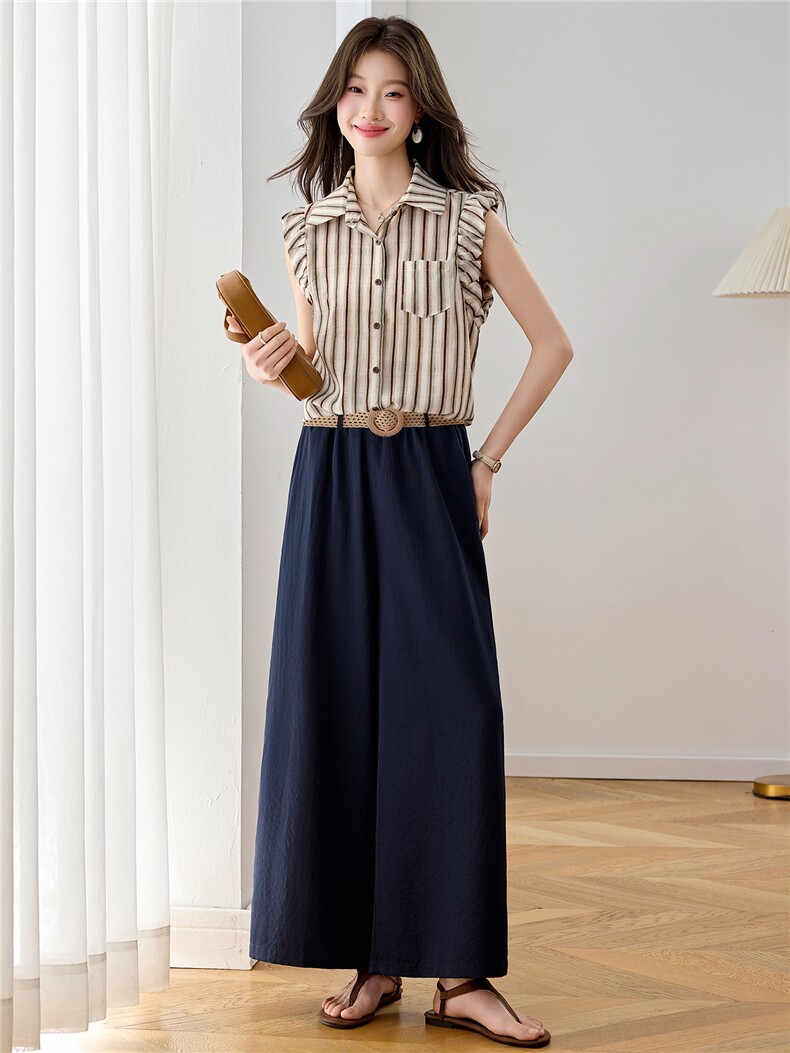 居家休闲两件套2026年夏季夏季衬衫纽扣休闲风轻薄,女装套装/套裙,悦祺