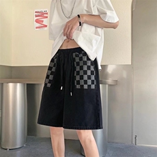 牛仔短裤男夏季潮牌外穿休闲五分裤子高街港风ins马裤D3075-p35，男装牛仔裤，星座1008-1