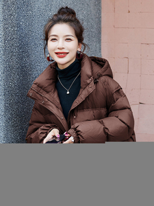 （bao款）90白鸭绒2025新款韩版时尚连帽短款羽绒服外套女图片