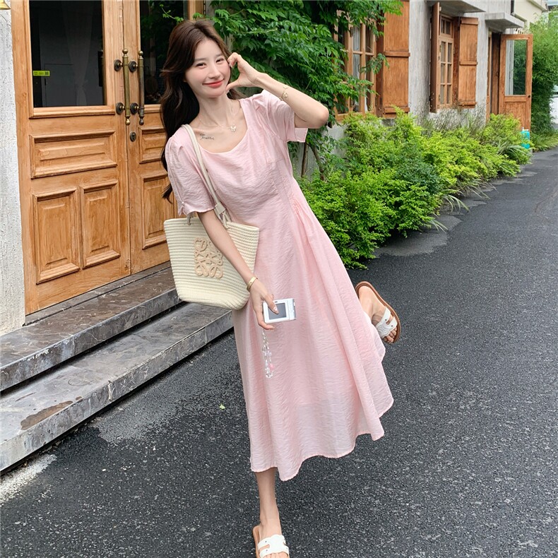 2026年夏季新款温柔风前侧车塔克线连衣裙女182A-8713P135K198,女装连衣裙,浙宝182A