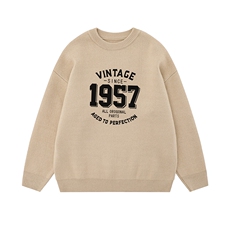 白底新款秋季时尚百搭宽松字母印花潮流毛衣M1064特批P45控68，男装针织衫/毛衣，电商A247-1