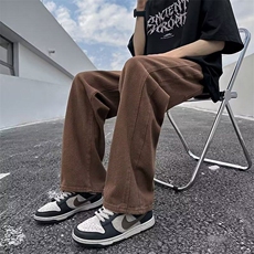 wassuphappy米白色牛仔裤子男春秋款夏季潮牌休闲裤美式阔腿长裤，男装牛仔裤，星座1008-2