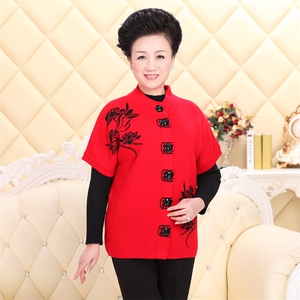 2024年秋季简约通勤中老年女款斜对花大肩上衣,女装针织衫/毛衣,亚东羊绒制品