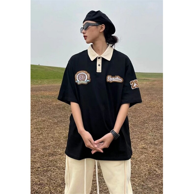 WE1703-P21日系复古简约刺绣短袖POLO衫男潮牌街头,男装Polo衫,电商B323A