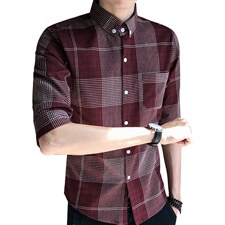 现货2021夏季短袖衬衫男修身七分袖衬衣韩版CS27P45，男装T恤，电商B413