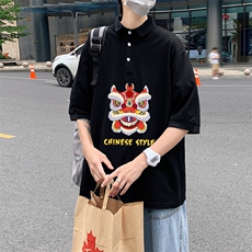 PL57185-P35翻领短袖polo衫男大码胖子半袖t恤男有领保罗衫模特，男装Polo衫，电商A040