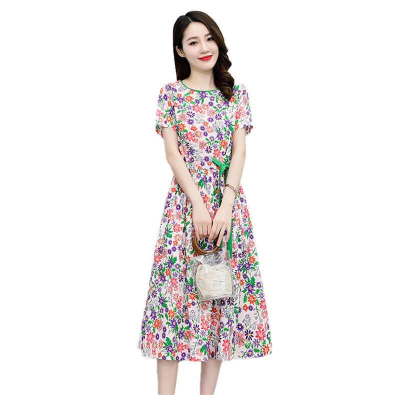 新款时尚修身碎花连衣裙2024年夏季,女装连衣裙,倪叶myz