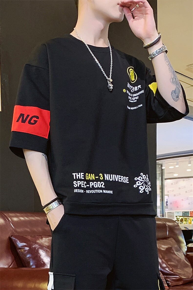 短袖t恤男宽松大码夏装潮牌休闲印花体恤衫DT05P30,男装T恤,电商A086