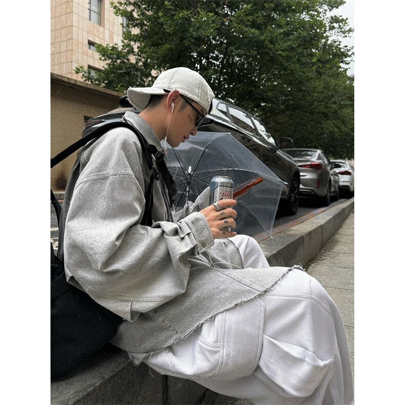 水洗灰复古做旧夹克外套JK0151-P75图片