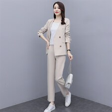 2021春款舒适潮流气质纯色西装两件套修身小个子显瘦髦洋气减龄，女装套装/套裙，瑶迪依秀