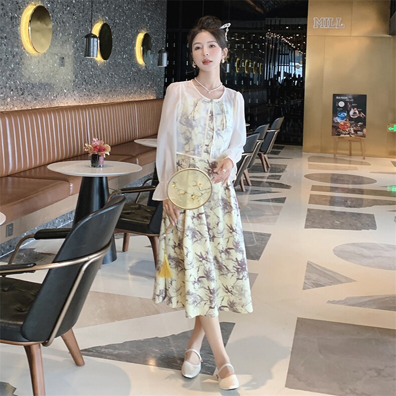 2024春装新款时尚潮流简约气质碎花吊带裙套装套裙,女装套装/套裙,浙宝220