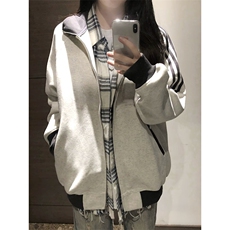 抖音得物高品质26春装美式高街重磅结构拼接织带立领卫衣外套CM42，女装短外套，电商A486-1