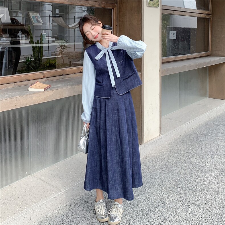 【】春季新款牛仔马甲三件套2C057-8203-P185-K298,女装套装/套裙,2C057