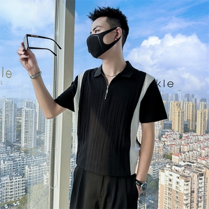 2024夏季新款发型师POLO衫男短袖潮流不对称设计感 A368-PL54-P60图片
