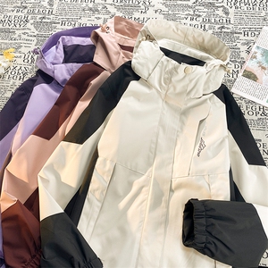 港风连帽冲锋衣情侣外套防风防水登山服撞色夹克男JH-JK1818-P50图片
