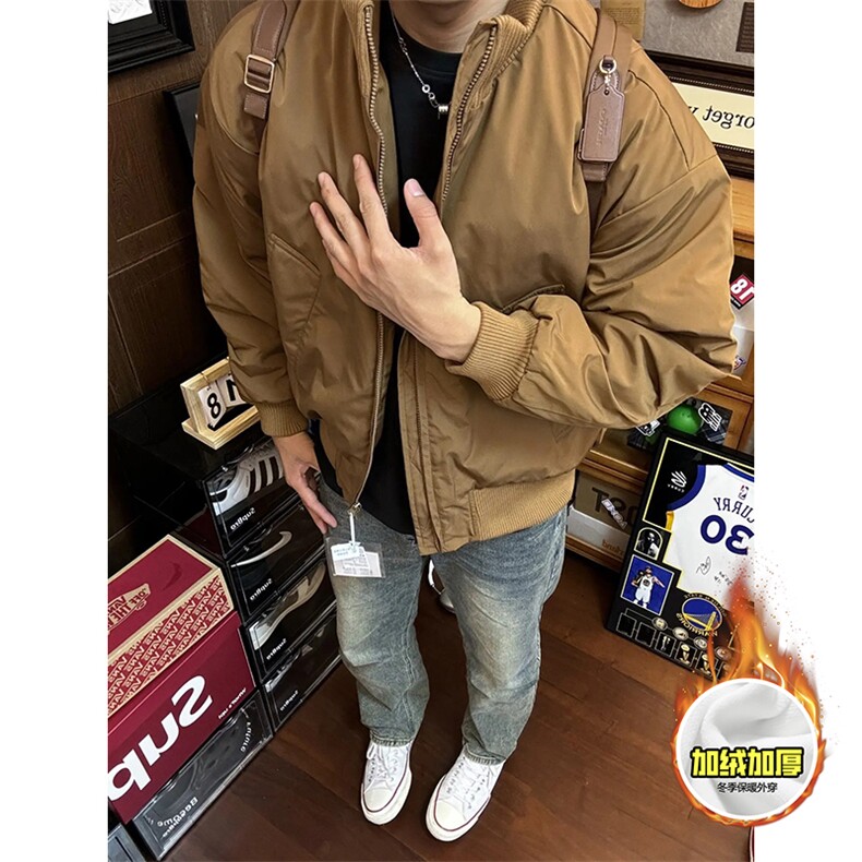 棉衣5W件现货冬季美拉德立领飞行夹克廓形高街棒球服加棉加厚外套图片