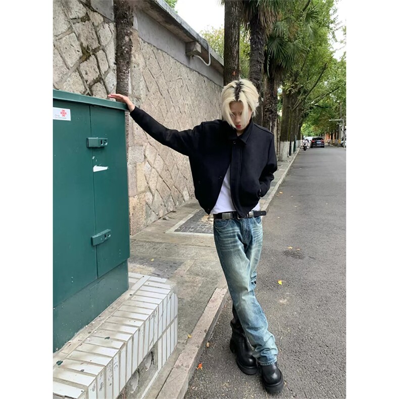 现货~秋冬新款呢子大衣正肩短款翻领男女夹克外套DY02-P95,男装夹克,星座1004-3