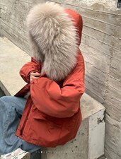 2021冬季新款皮草派克服女貉子毛领门襟狐狸毛皮草外套，女装皮草，L·H·X