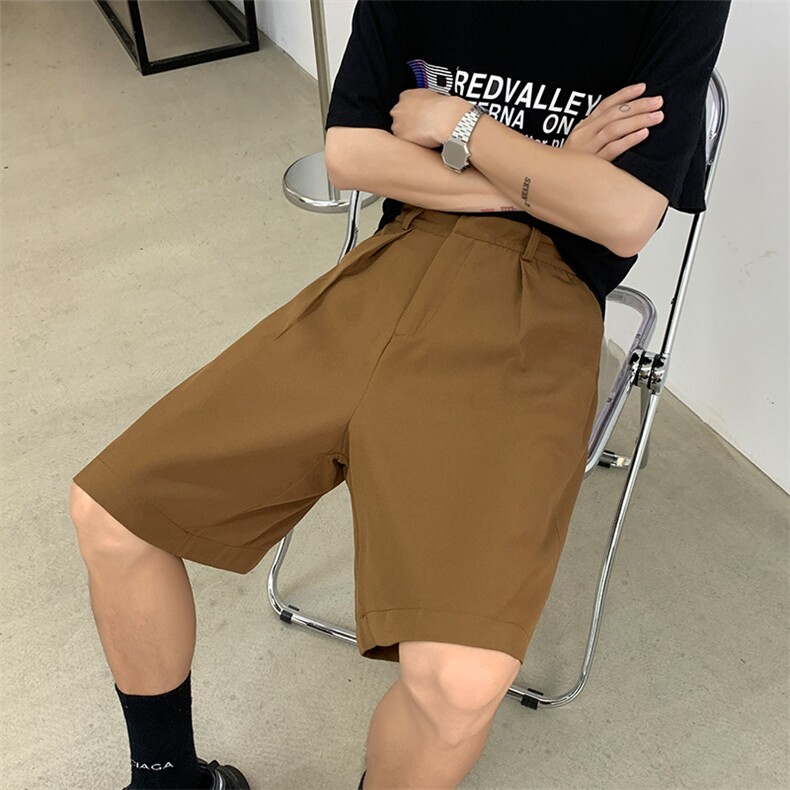 摩卡棕西装短裤男ins风韩系宽松垂感潮流休闲五分裤夏季DK36-P48,男装牛仔裤,星座512-1（原513-3）