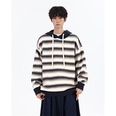 517A-8-M626-P78高品质连帽针织衫条纹撞色慵懒风毛衣现货卫衣，男装针织衫/毛衣，星座517A-8（原B282）