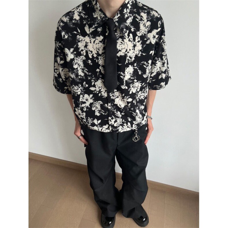 夏季黑玫瑰夏威夷冰丝衬衫ZC0110-特批28图片