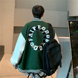 A棒球服外套男潮牌ins嘻哈春秋新款高街宽松拼接夹克  W2284-P58图片