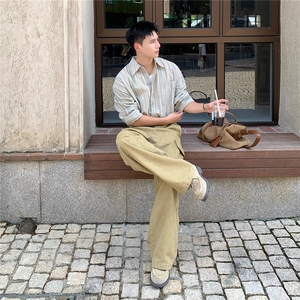 麻棉休闲宽松条纹衬衫 D328-WW18-P55图片