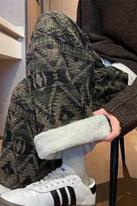 8XL-M羊羔绒裤子男冬季加绒加厚民族风重磅针织棉裤大码KZ023P78图片
