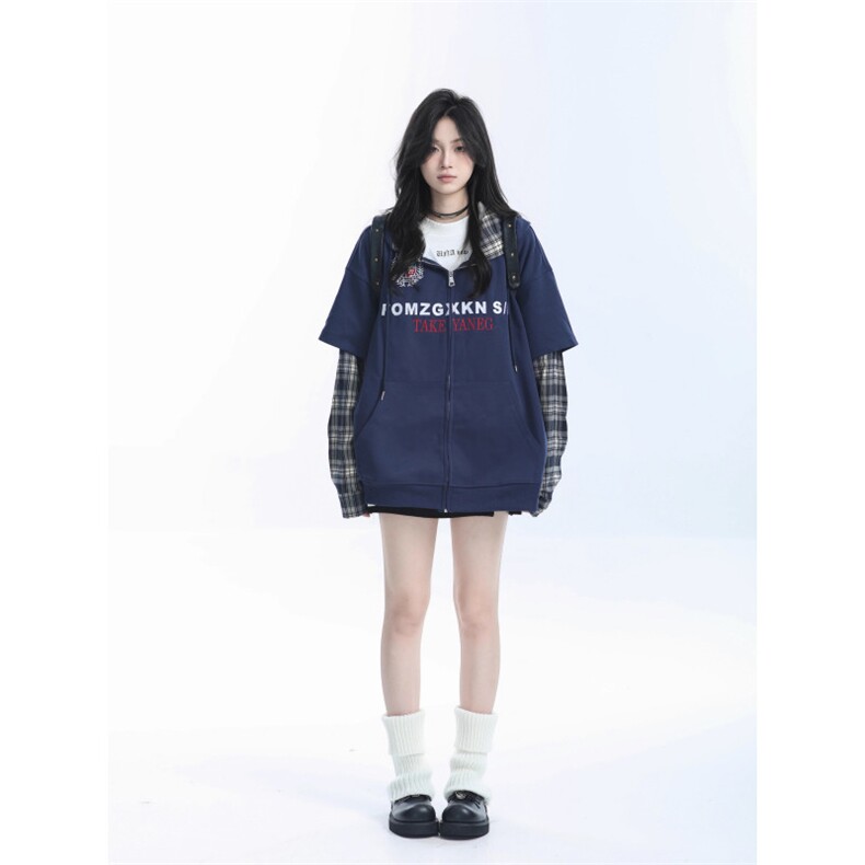 5658-P55原版做法华棉复合牛奶丝双帽包边假两件外套,女装短外套,星座617A-2