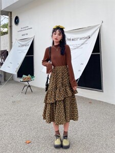 加厚针织拼接碎花加绒图片