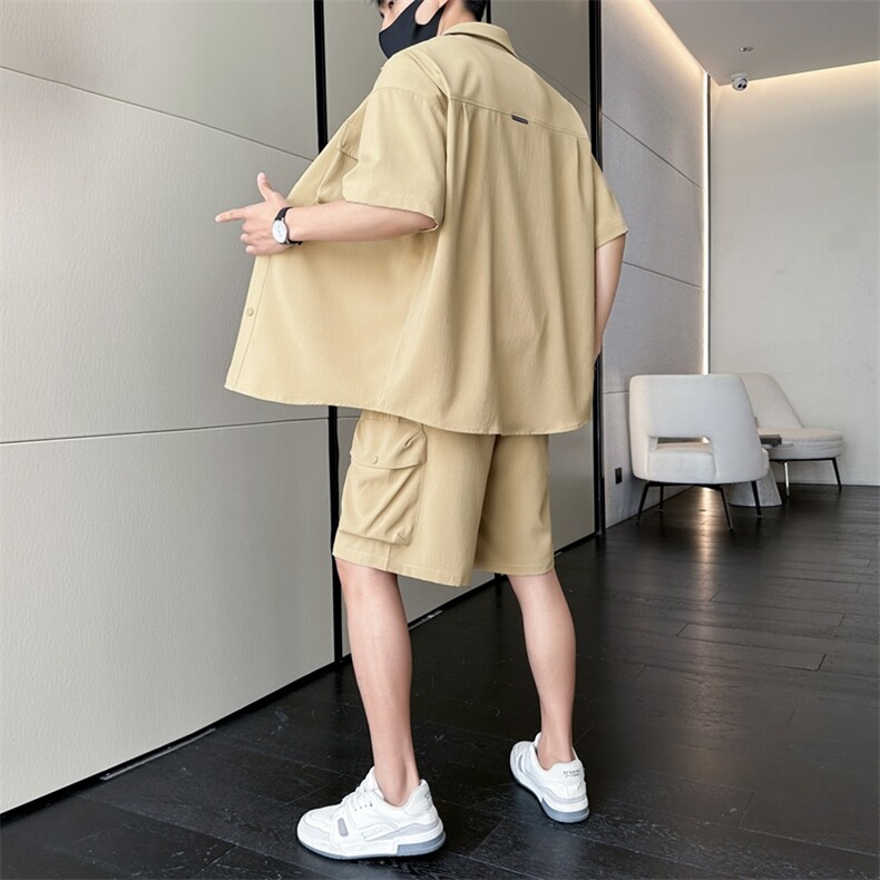 短袖衬衫男新款夏季薄款透气搭配一套短裤宽松翻领衬衣TZ077-P88,男装牛仔裤,星座308B-2