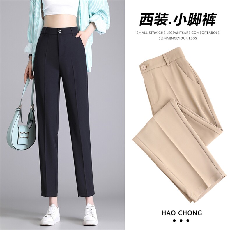 休闲裤女哈伦西装裤直筒小脚九分西裤2023新款夏季薄款女裤图片