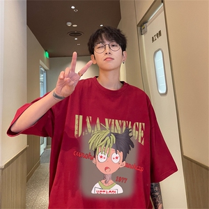 特P19控38 230g重磅纯棉灌篮高手印花港风短袖t恤男DT3130图片