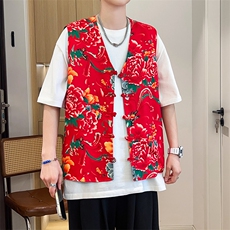 RM1男女休闲东北大花马甲背心外套团队服汉服新中式风民族潮，男装背心/马甲，星座115A(原星座507）