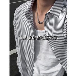 条纹衬衫外套女秋季新款百搭内搭衬衣设计感小众上衣WLC511-P35图片