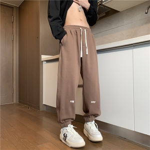 加绒加厚潮流宽休闲裤男女束脚运动卫裤裤K04522-P40图片