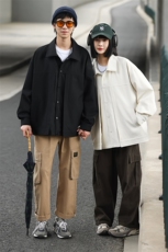 日系夹克翻领情侣单排扣秋季新款休闲外套潮牌美式JK3921P105，男装夹克，电商A400（原B301）