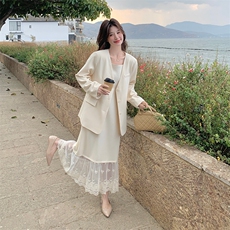 2025春季新款！超美风西装连衣裙两件套，女装套装/套裙，1C151