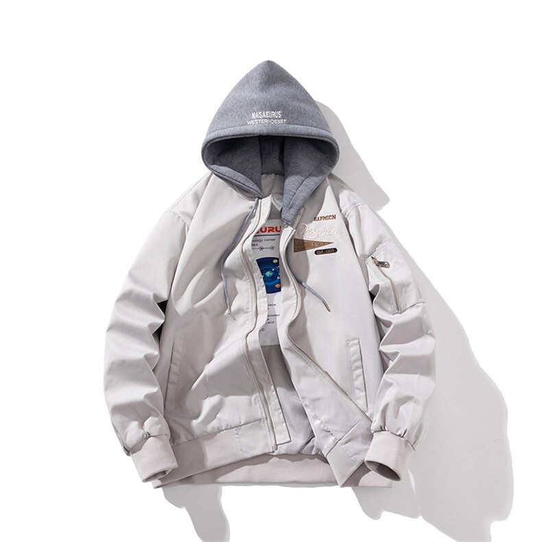 现货  三色带帽可拆卸秋冬飞行服棉服情侣装夹克图片