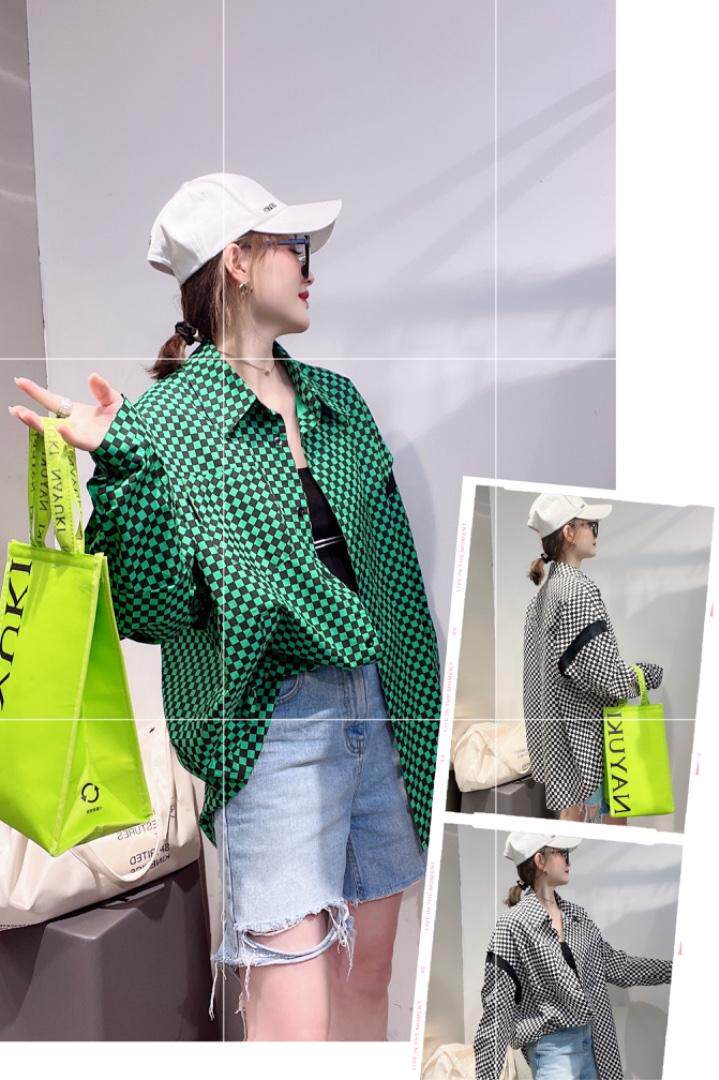 春季新款格子衬衫，女装衬衫，幻妍
