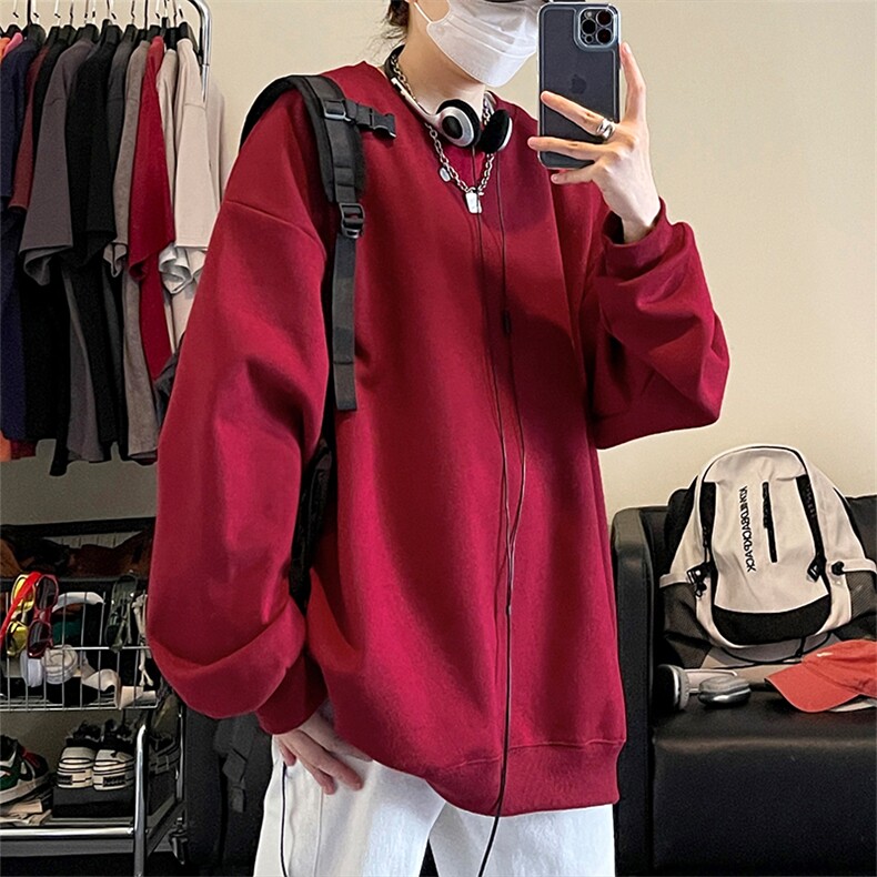基础纯色圆领套头卫衣简约设计感上衣情侣款W4691-特价P25,男装卫衣,电商A007