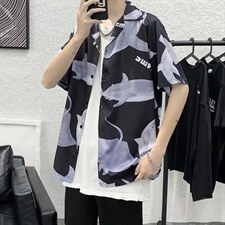 夏季短袖衬衫潮流帅气鲨鱼休闲衬衫CT046P26,男装衬衫,星座1116-2